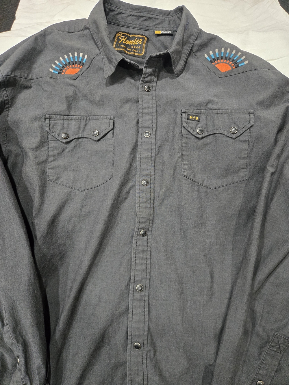 Howler Brothers "Sun Beams" Gaucho Men's Charcoal Western Shirt